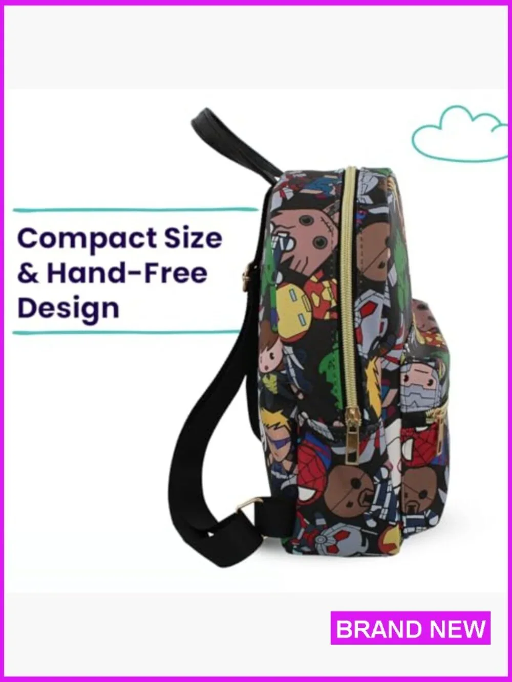 Mini Backpack Purse Kawaii Style Adjustable Straps Faux Leather Casual Daypack - Picture 2 of 7
